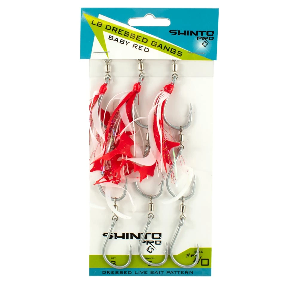Shinto Pro Dressed Ganged Hooks Baby Red 4 Shinto Pro Dressed Ganged Hooks Baby Red - Image 2