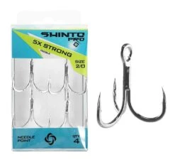 Shinto Pro Treble 5X Strong Bright Tin Hook