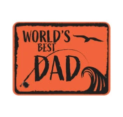 Yeti 'World's Best Dad' Stickers -Fishing Gear Sale yeti sticker worlds best dad orange